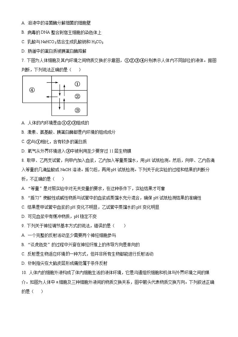 精品解析:河南省南阳市第一中学校2025-2026学年高二上学期9月月考生物试题(原卷版)第3页