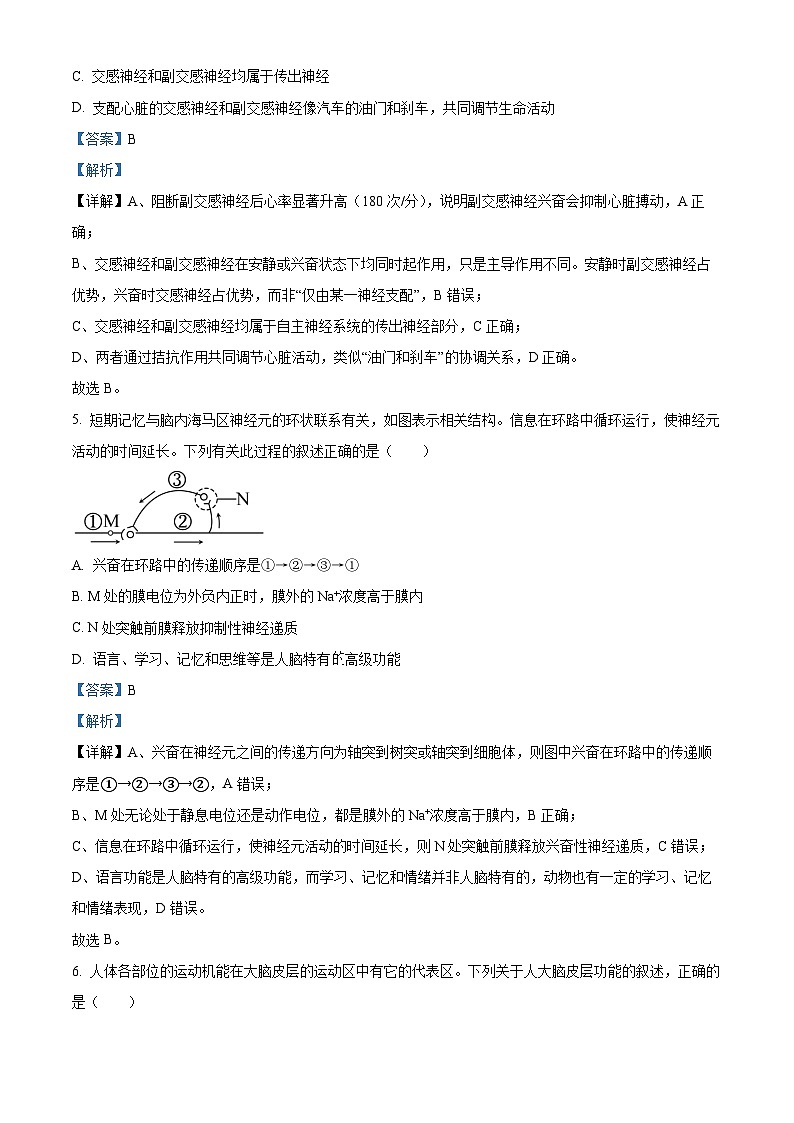 精品解析:黑龙江省牡丹江市第一高级中学2025-2026学年高二上学期9月月考生物试题(解析版)第3页