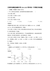 【生物】天津市西青区张窝中学2024-2025学年高一下学期月考试题(学生版+解析版)