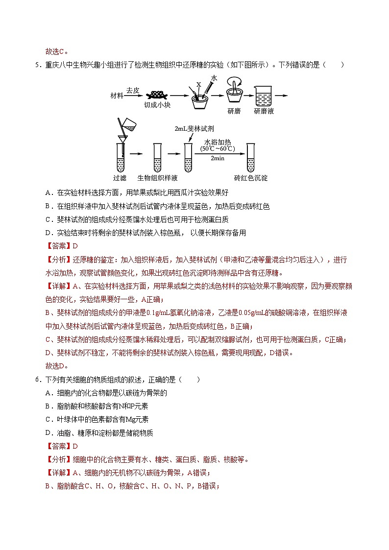 新高考高一生物上学期期中模拟卷(全解全析)(新高考通用版)(15单选+5不定项+5非选择)第3页