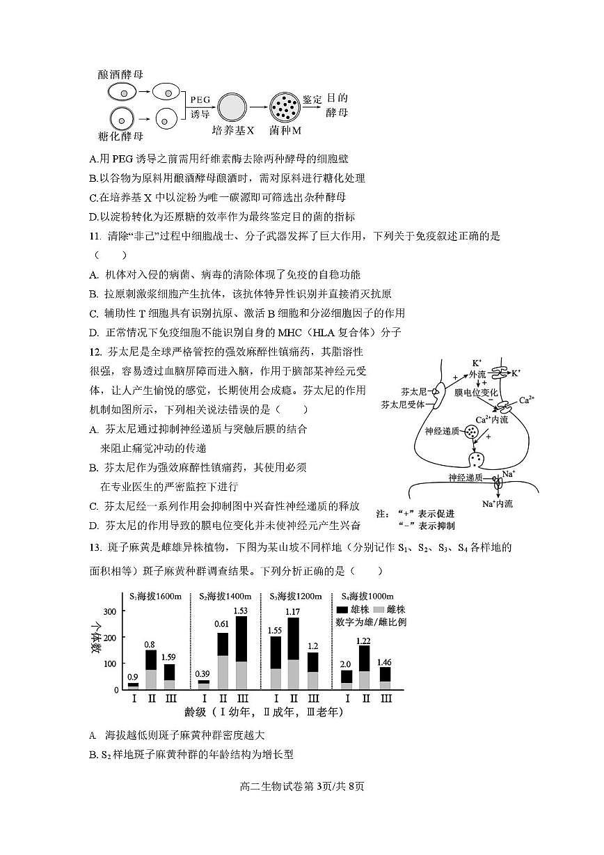江苏省连云港市灌云县灌南县部分学校2024-2025学年高二下学期3月考试生物试卷+答案第3页
