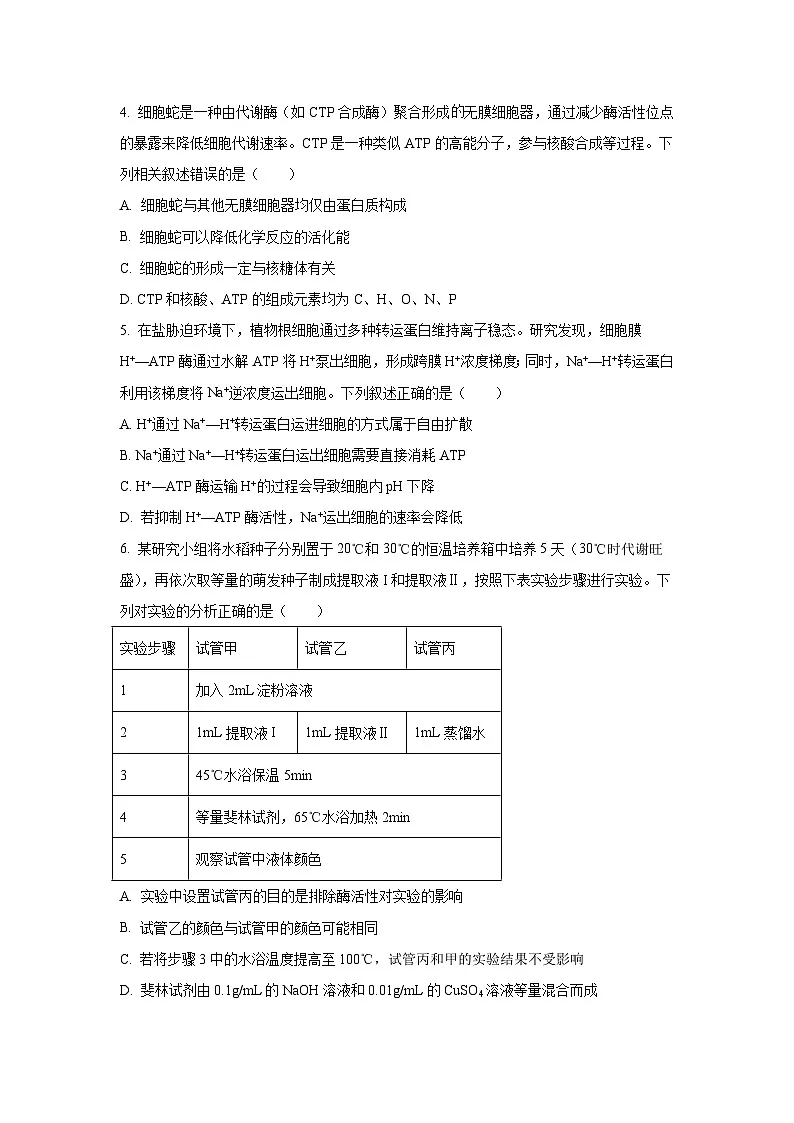 福建省百校2026届高三上10月联合测评生物试卷(学生版)第2页