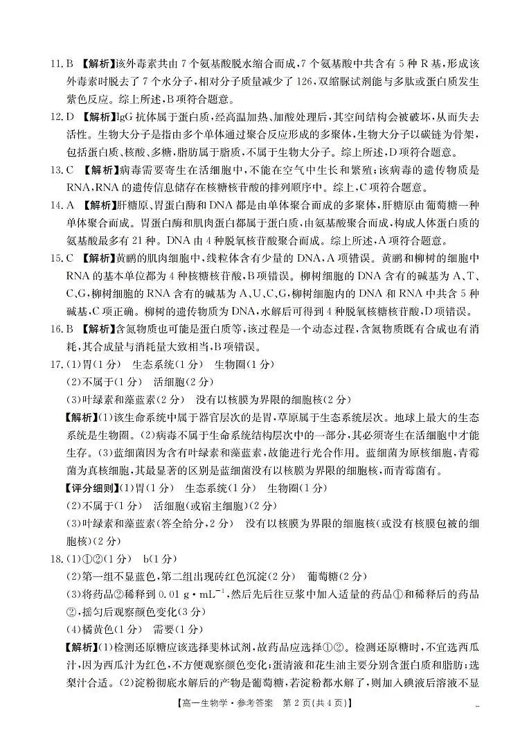 生物答案_扫描版第2页
