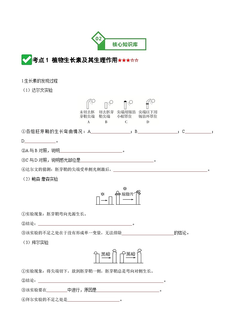 第31讲 植物生命活动调节(知识清单)(全国通用)(原卷版)第3页