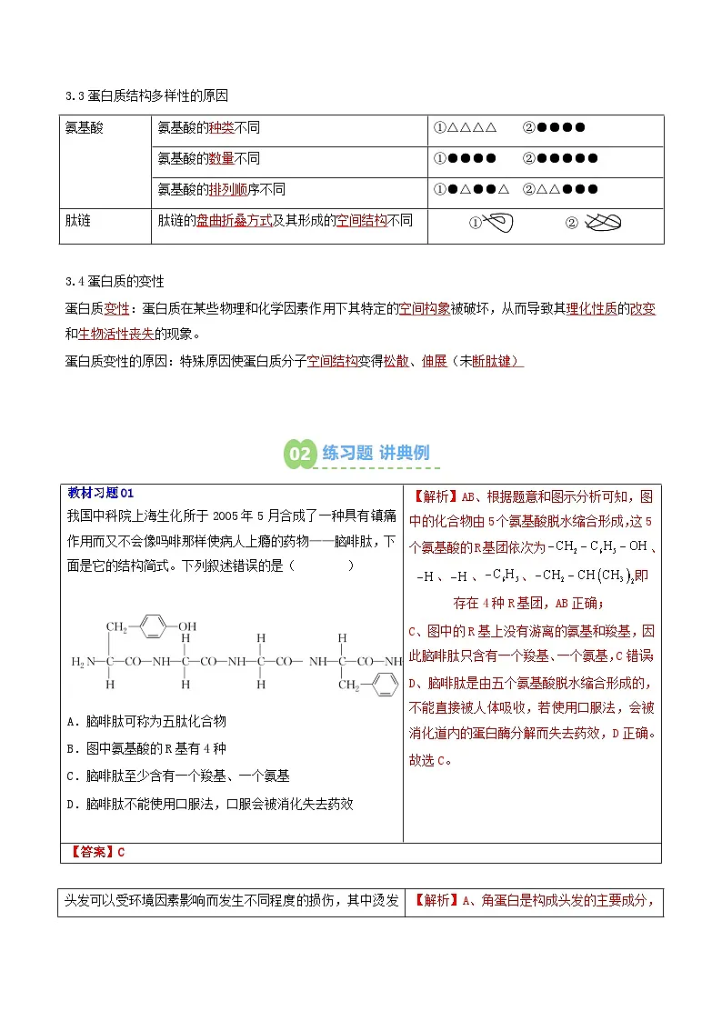 【01-暑假预习】第06讲 蛋白质是生命活动的主要承担者(教师版)-2025年新高一生物暑假衔接讲练 (人教版)第3页