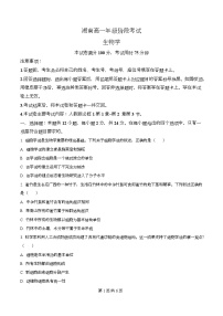 湖南省多校联考2025-2026学年高一上学期10月月考生物试题（Word版附解析）