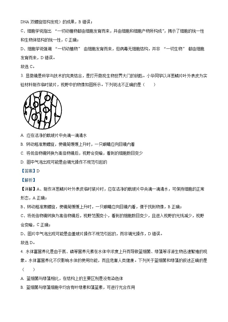 湖南省名校联考2025-2026学年高一上学期10月月考生物试题 Word版含解析第2页
