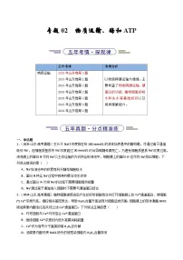 备战2026年高考近五年(2021-2025)高考生物真题分类汇编(山东专用)专题02物质运输、酶和ATP(原卷版+解析版)