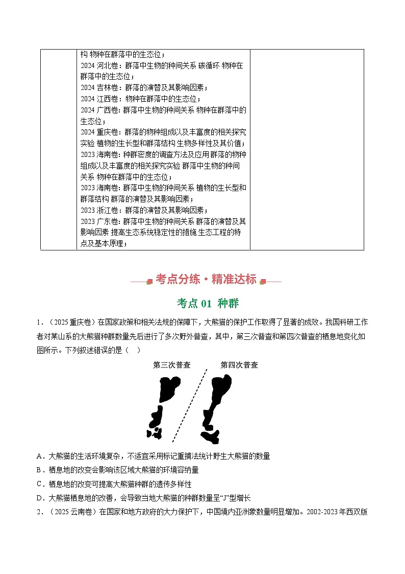 专题14 种群、群落(全国通用)(原卷版)第3页