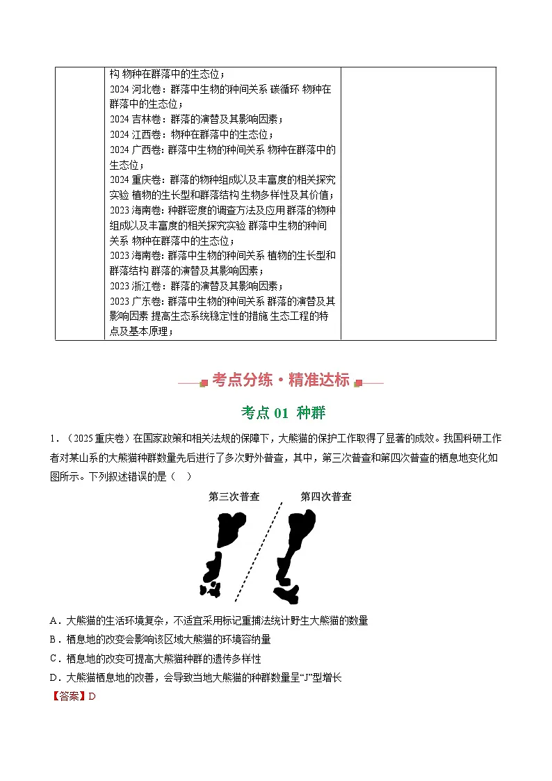 专题14 种群、群落 Word版含解析第3页