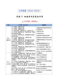 2023-2025年高考生物真题分类汇编专题03细胞呼吸与光合作用（Word版附解析）