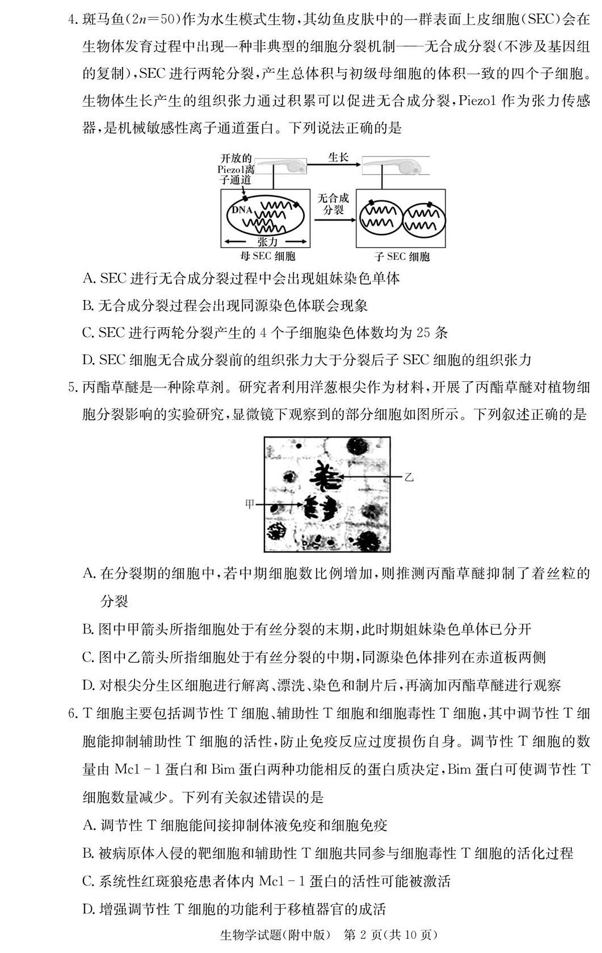 生物试卷(附中高三3次)第2页