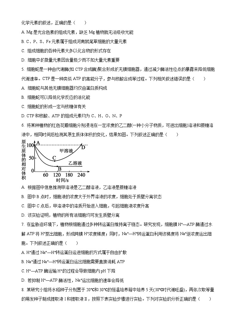 山西省晋城市部分学校2025-2026学年高三上学期10月质量检测生物试卷 Word版无答案第2页