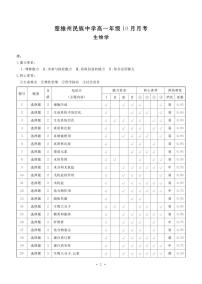 云南省楚雄州民族中学2025-2026学年高一上学期10月月考生物试题（扫描版，有解析）含答案解析