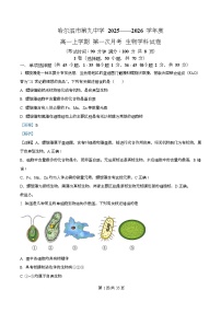 黑龙江省哈尔滨市第九中学2025-2026学年高一上学期第一次月考生物试卷（Word版附解析）