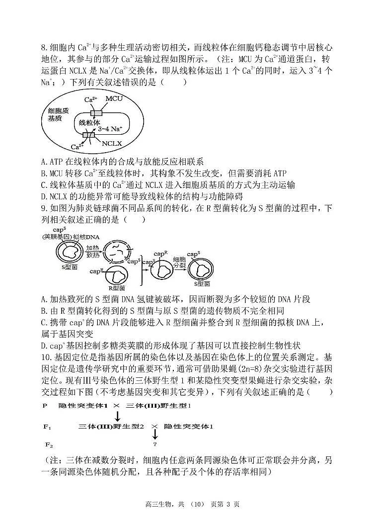 辽宁省七校协作体2025-2026学年高三上学期期中考试生物试卷第3页