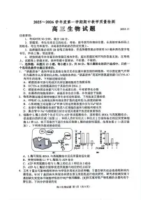 山东省聊城市2025-2026学年度高三第一学期期中教学质量检测生物试卷（含答案）