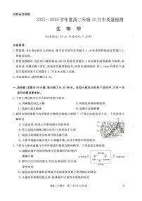 河南省新未来联考2025-2026学年高二上学期10月中质量检测生物试卷（无答案）