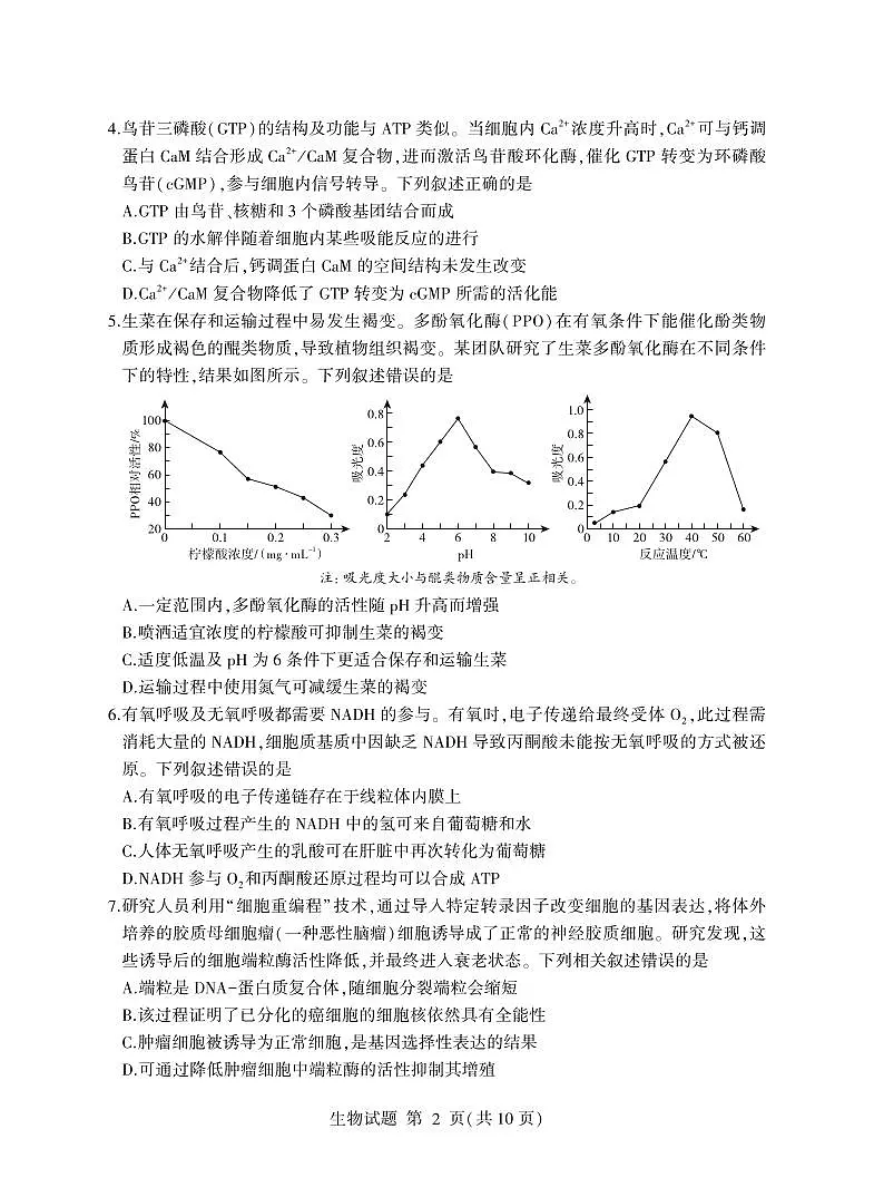 山东省临沂市2026届高三上学期期中教学质量检测考试 生物试题+答案第2页