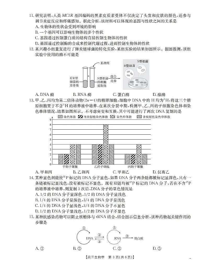 新疆金太阳2026届高三上学期10月联考(26-60C)生物试题+答案第3页