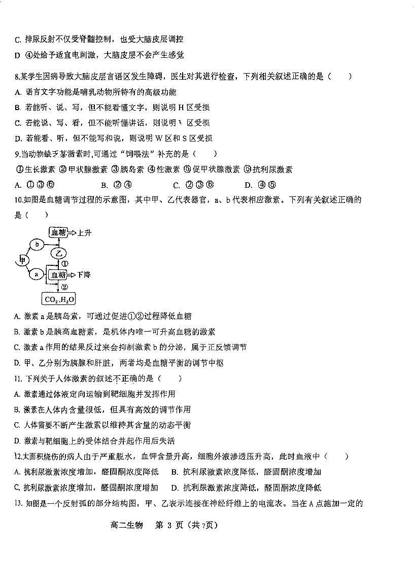 天津市东丽区百华实验中学2025—2026学年高二上学期期中考试生物试题第3页
