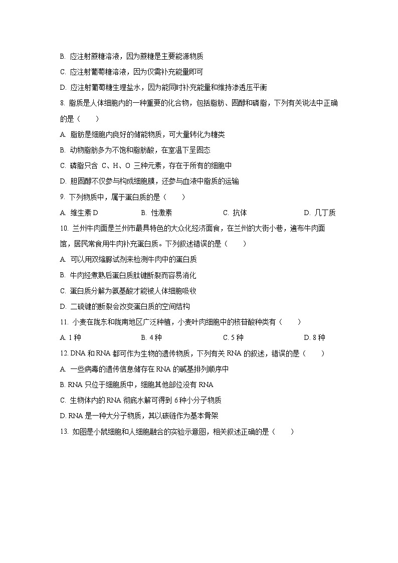 甘肃省白银市靖远县部分学校2025-2026学年高一上学期期中联考生物试卷(学生版)第3页