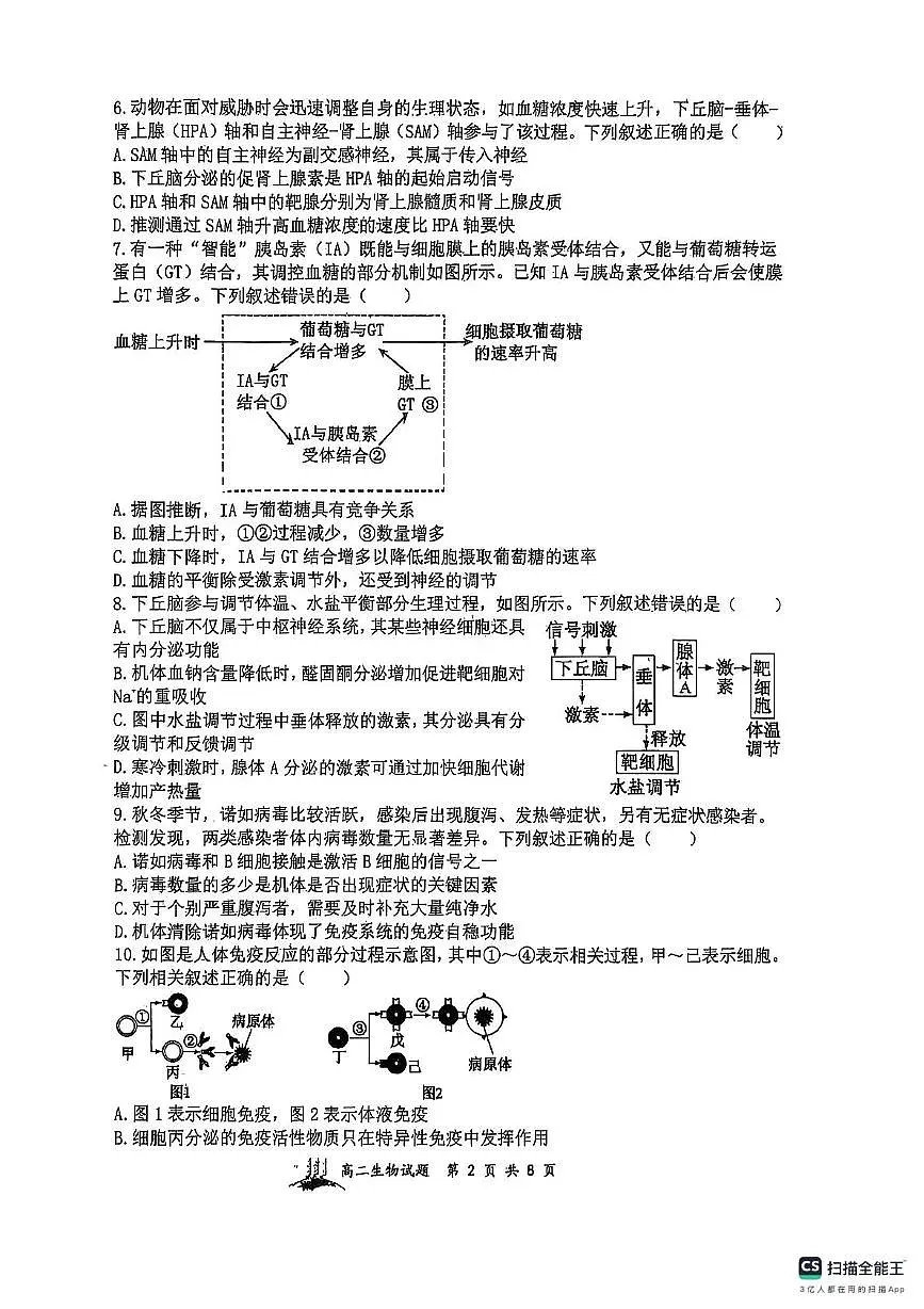 山西省太原市山大附中等校2025-2026学年高二上学期11月期中生物试题第2页