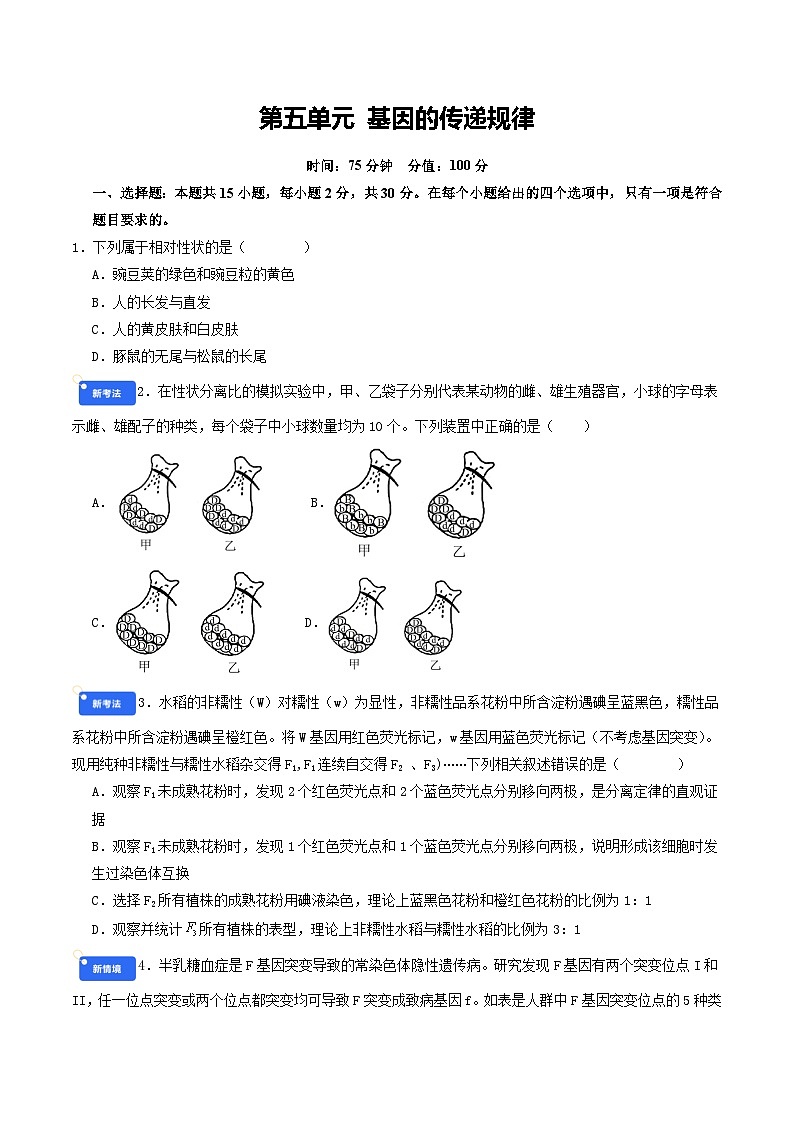 专题5 基因的传递规律(原卷版)第1页
