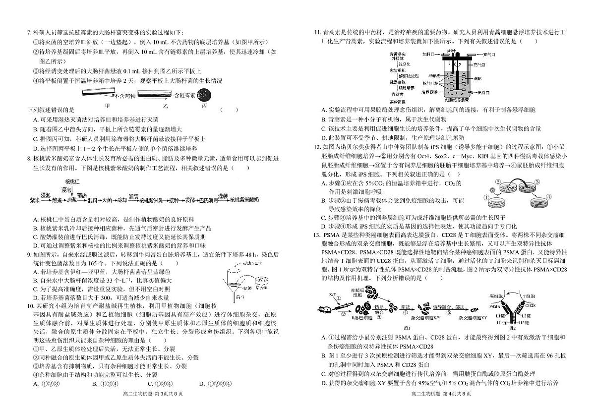 安徽师范大学附属中学2024-2025学年高二下学期期中考试生物试题第2页