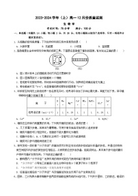 江苏省南通市某校2023-2024学年高一上学期12月质量监测生物试题