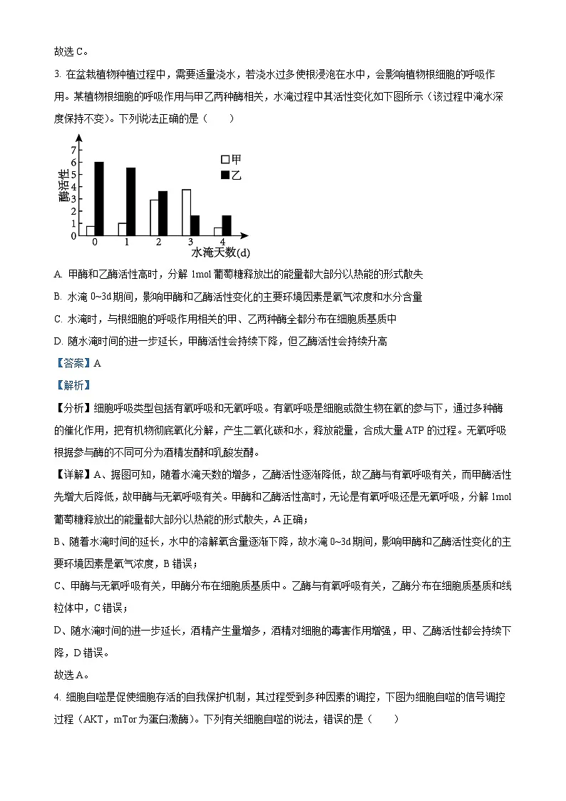 安徽省部分学校2024-2025学年高三下学期3月调研考试生物试题(解析版)-A4第3页