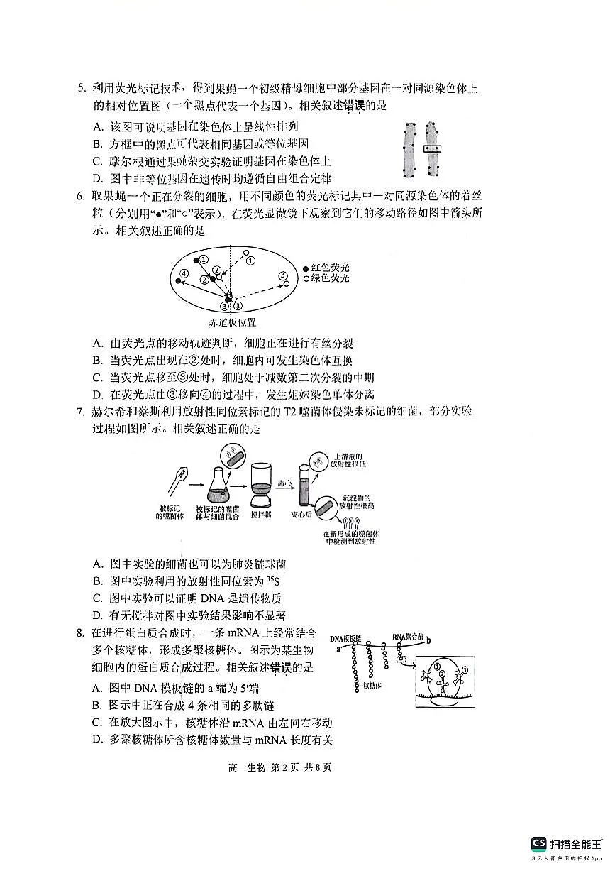 江苏省苏州市2023-2024学年高一下学期6月期末生物试题第2页