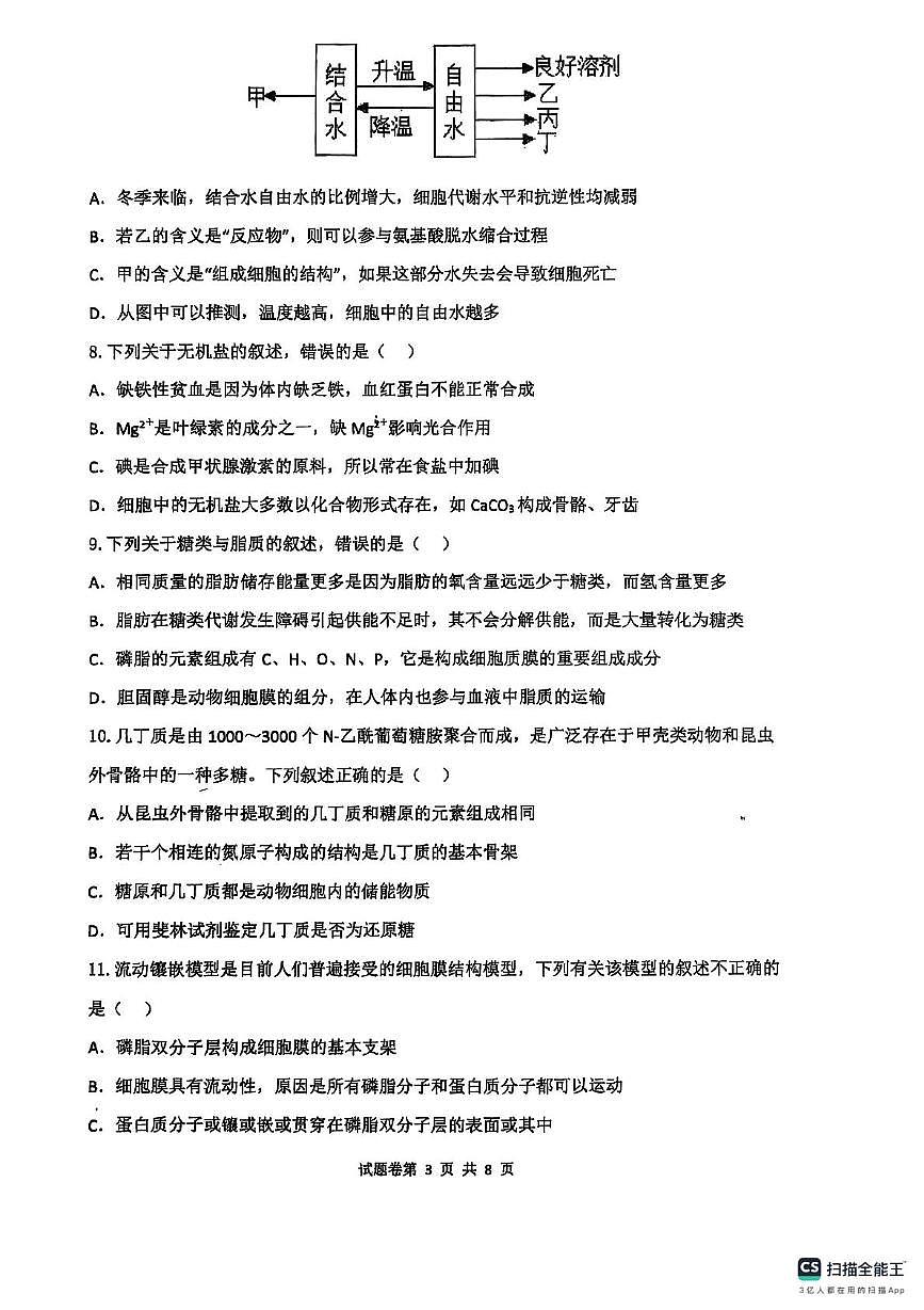 湖南省衡阳市衡阳县第三中学2025-2026学年高一上学期第二次月考(期中)生物试卷第3页