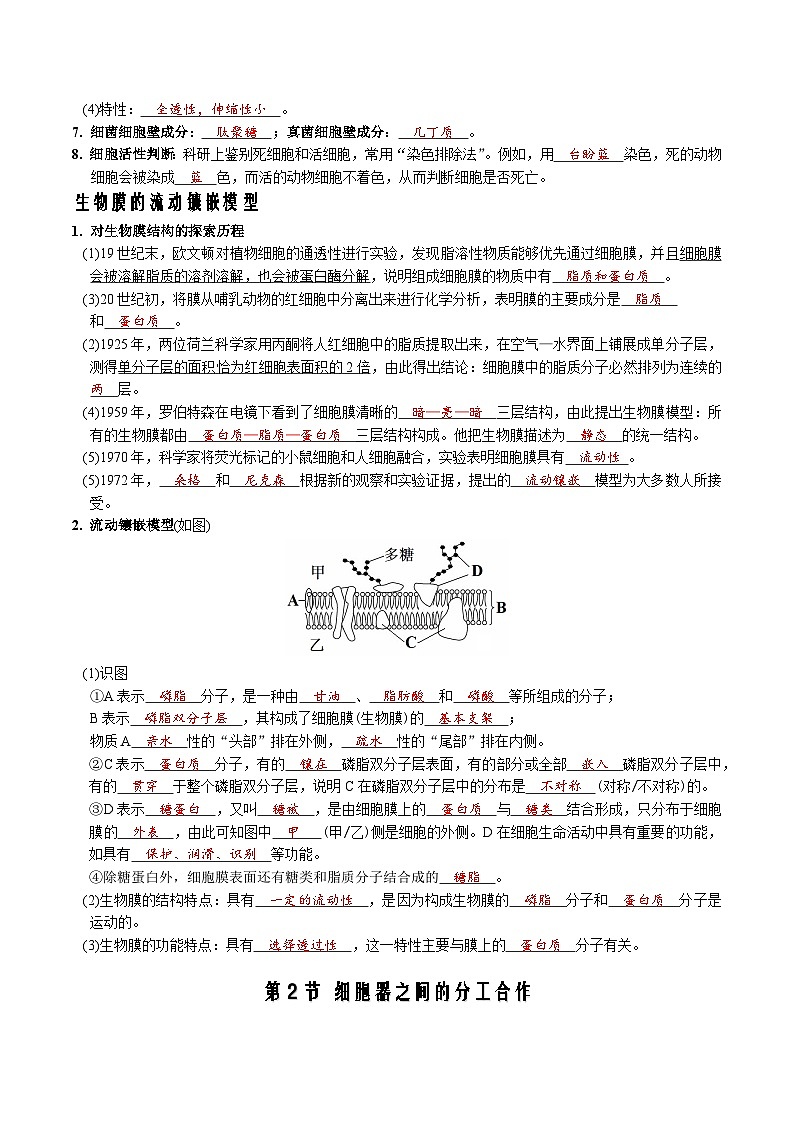 第3章 细胞的基本结构-【必背知识】高一生物章节知识梳理(人教版必修第一册)(背诵版)第2页