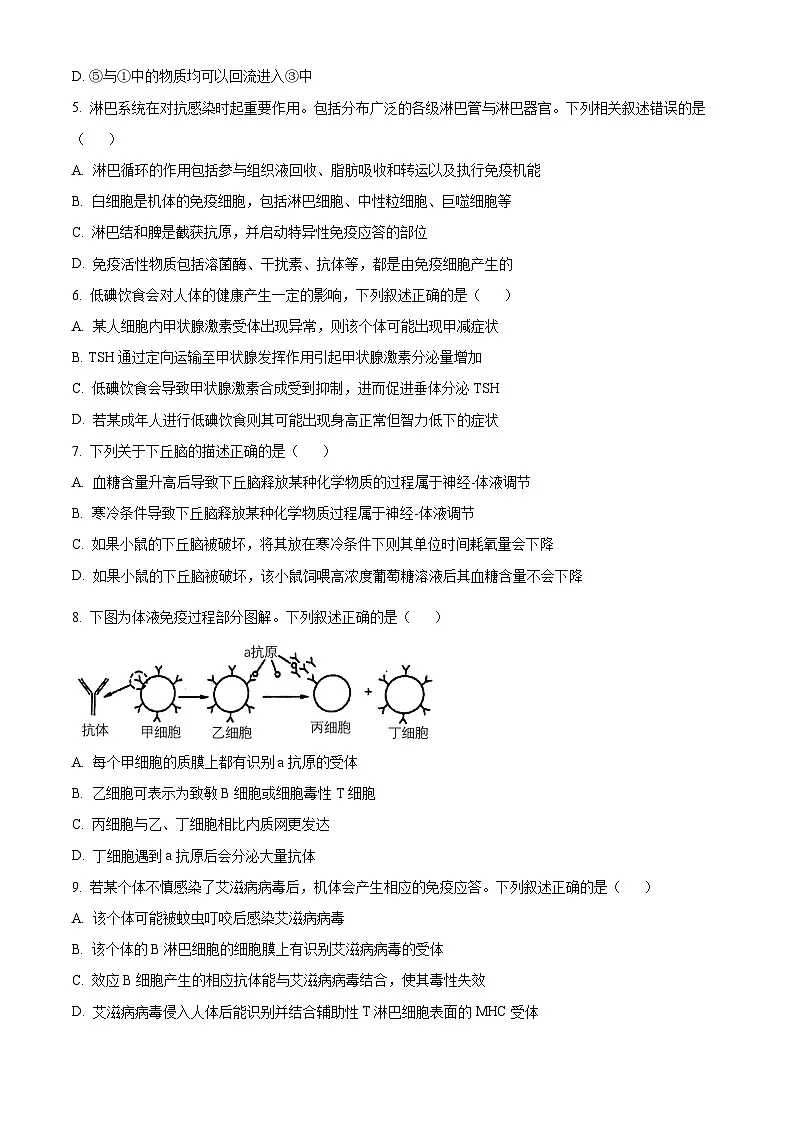 浙江省9+1联盟2025-2026学年高二上学期11月期中生物试题(原卷版)第2页