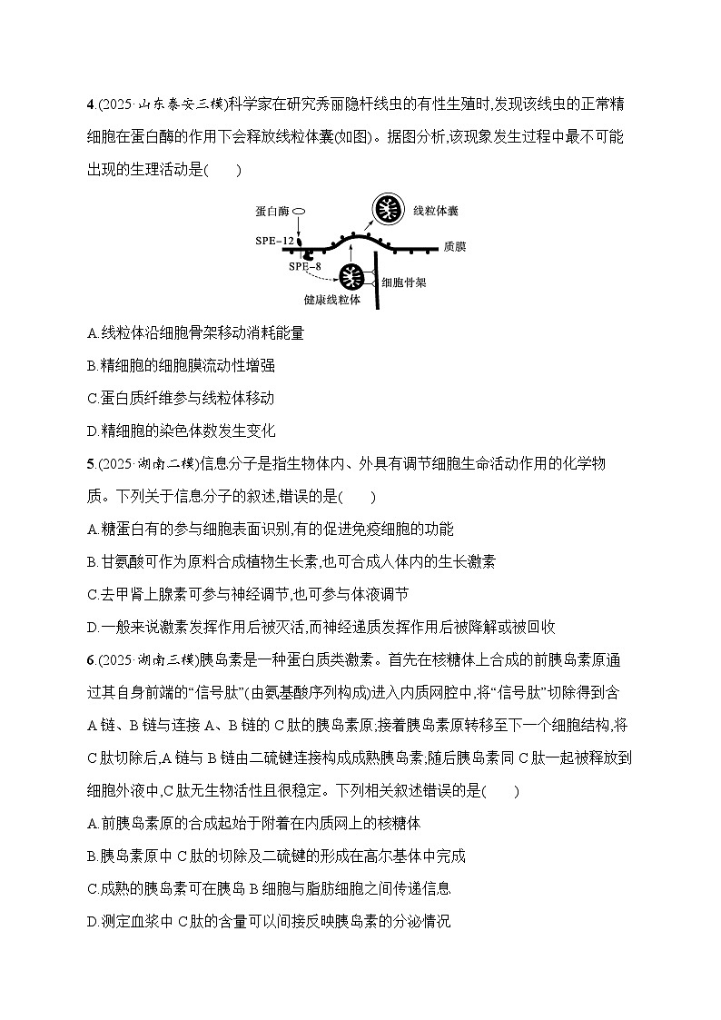 2026届高三生物二轮复习试题知识对点小题练1.细胞的分子组成与结构(Word版附解析)第2页