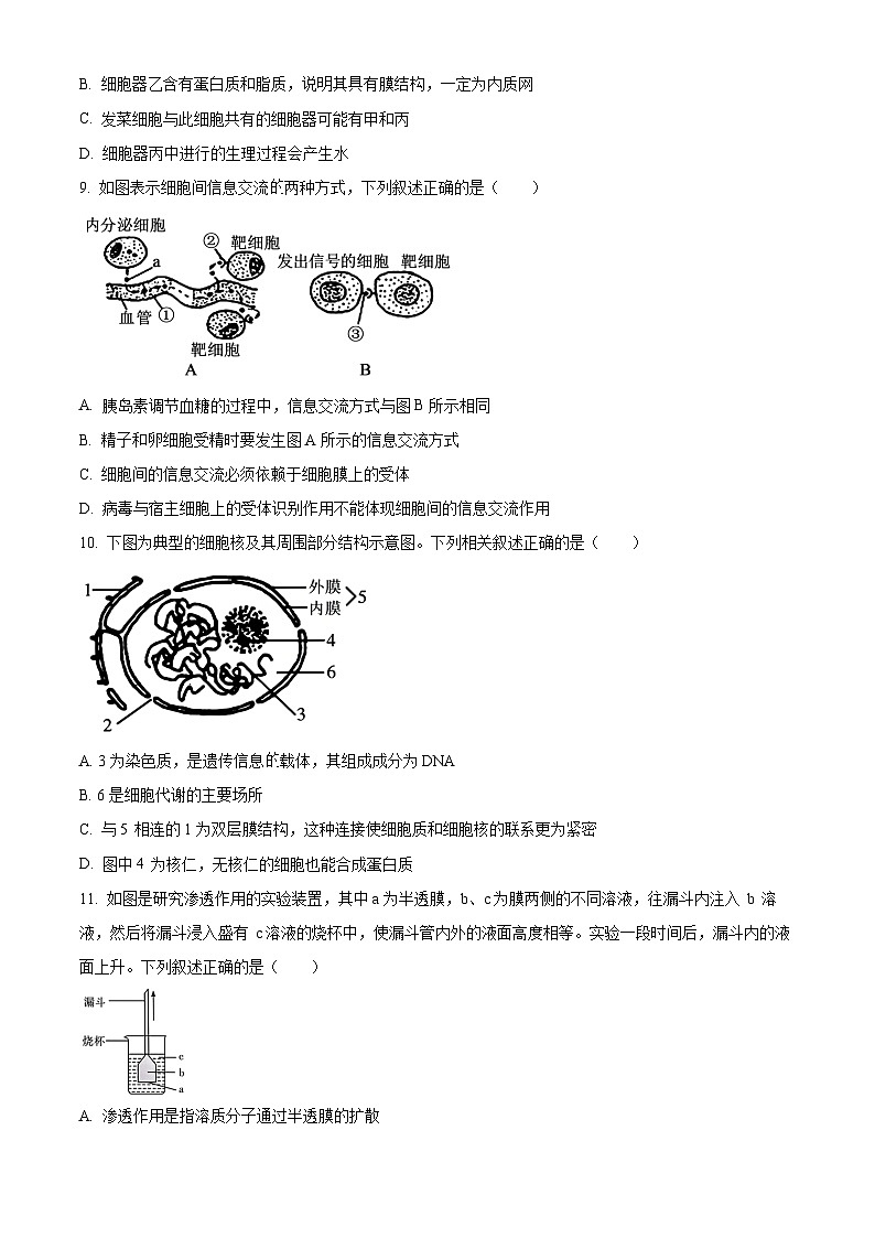 湖南省长沙市师大附中2025-2026学年高一上学期11月期中生物试题(原卷版)第3页