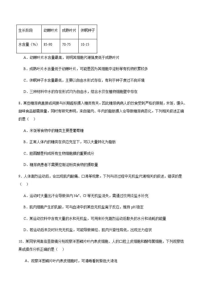 浙江省宁波三锋联盟2025-2026学年高一上学期11月期中联考生物试卷(含答案)第3页