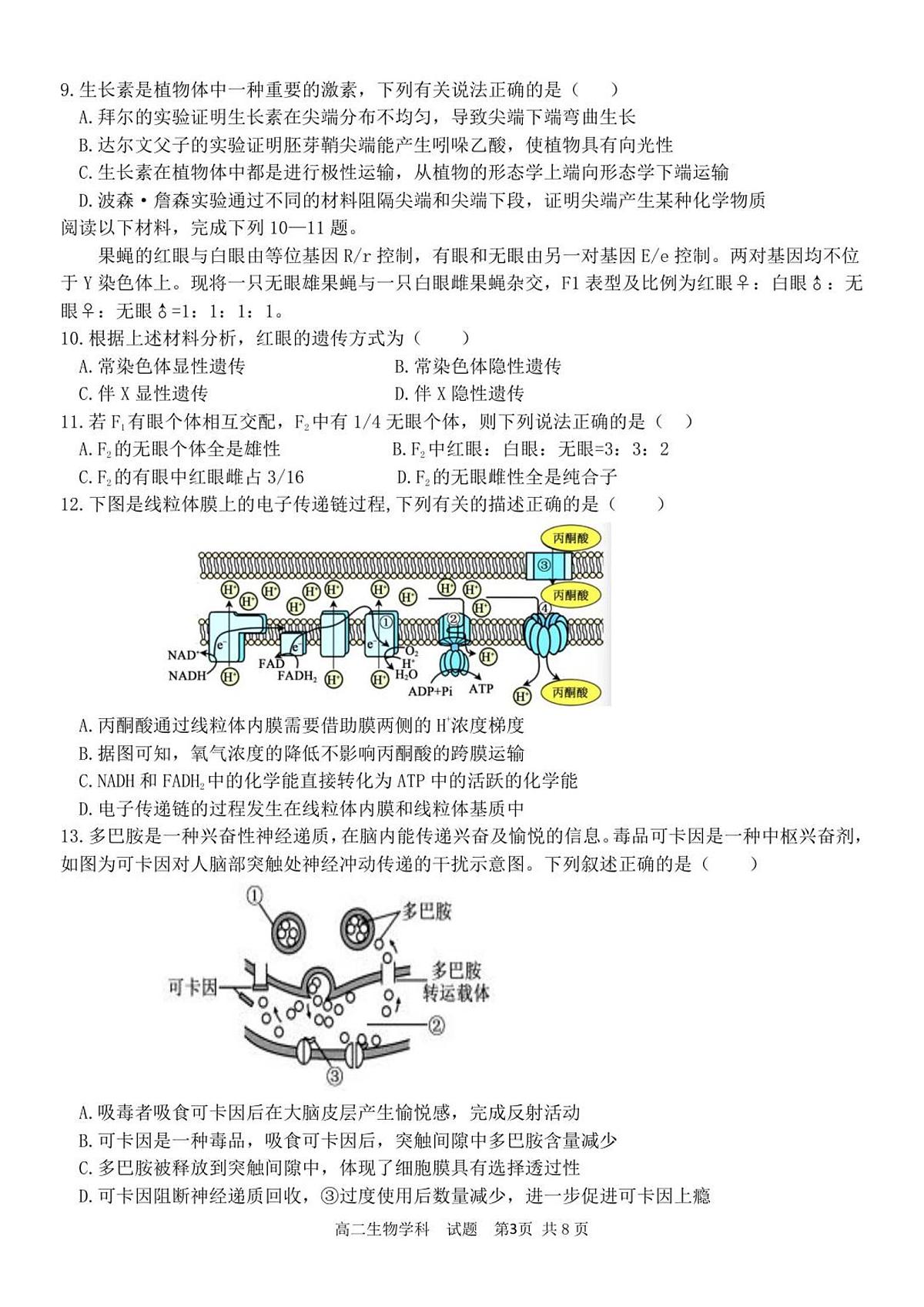 高二生物试卷第3页