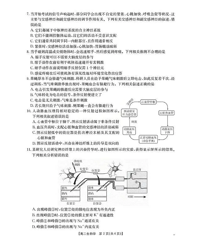 金太阳新疆2027届高二上学期11月联考(26-70B)生物试卷(含答案)第2页
