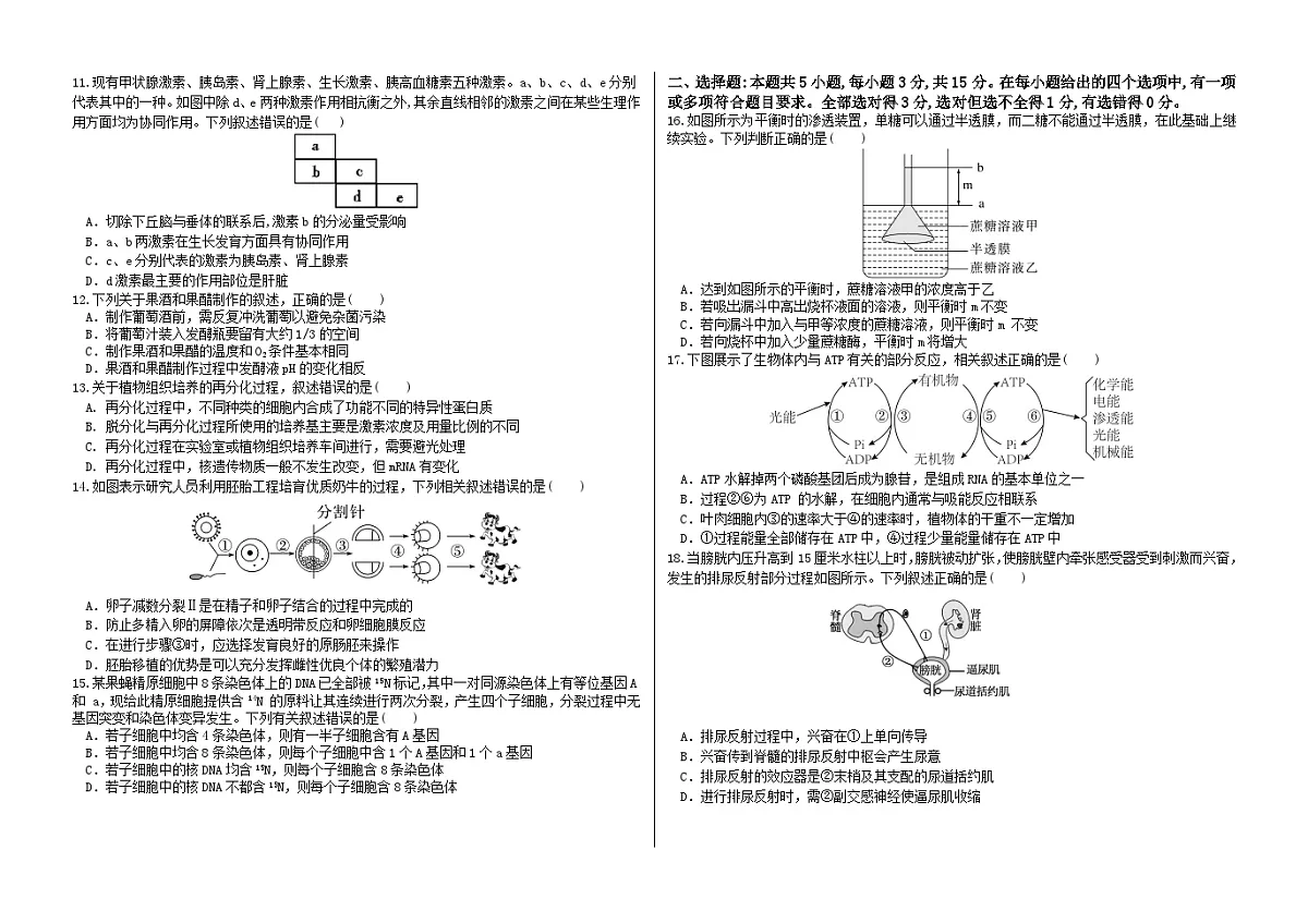 黑龙江省哈尔滨市第六中学校2025-2026学年高三上学期12月月考生物试卷第2页