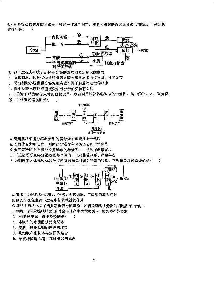 天津市滨海新区大港第一中学2025-2026学年高二上学期第二次月考生物试卷第2页