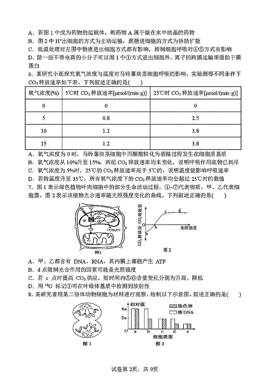 2025-2026学年哈尔滨第一中学高三上学12月生物试题及答案第2页