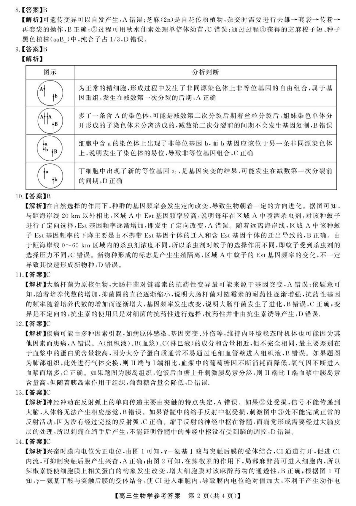 2025年榆林市高三生物联考答案第2页