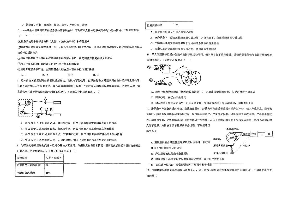 新疆维吾尔自治区喀什地区英吉沙县县多校2025-2026学年高二上学期12月期中生物试卷第2页