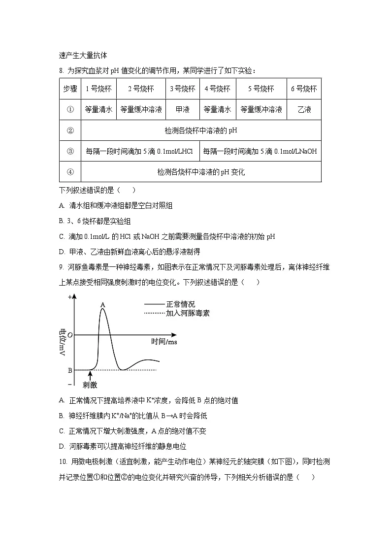 浙江省七彩阳光新高考研究联盟2025-2026学年高二上期中联考生物试卷(学生版)第3页