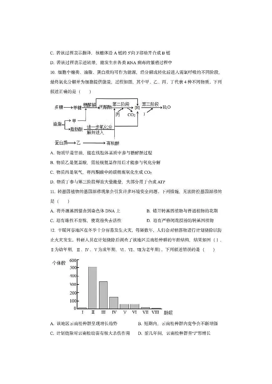 浙江省绍兴市2026届高三上一模考试生物试卷(学生版)第3页