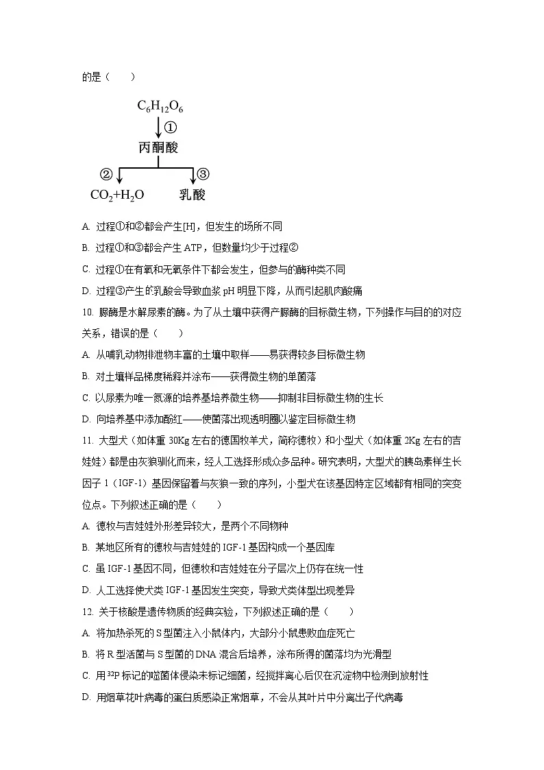 浙江省温州市2025-2026学年高三上学期第一次适应性考试生物试卷(学生版)第3页