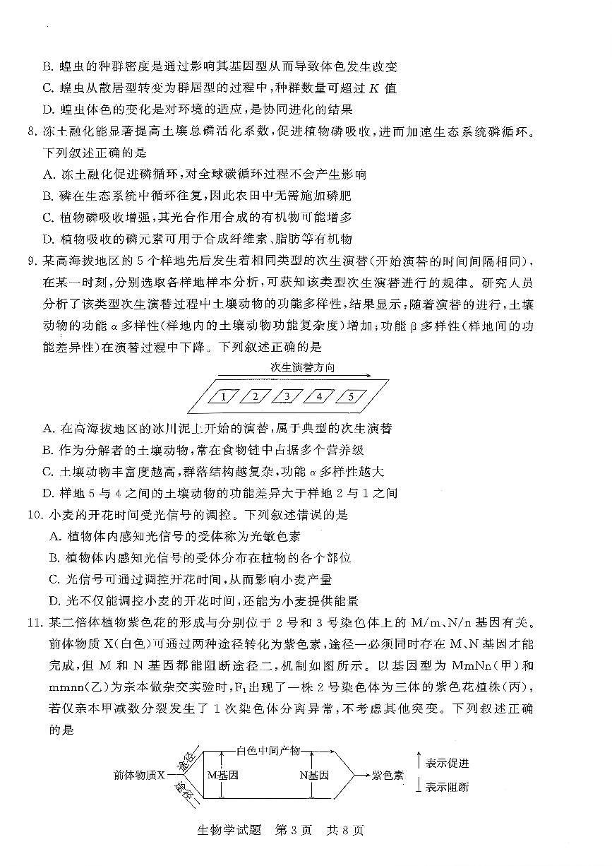扫描件_湖北生物高三年级12月检测训练第3页
