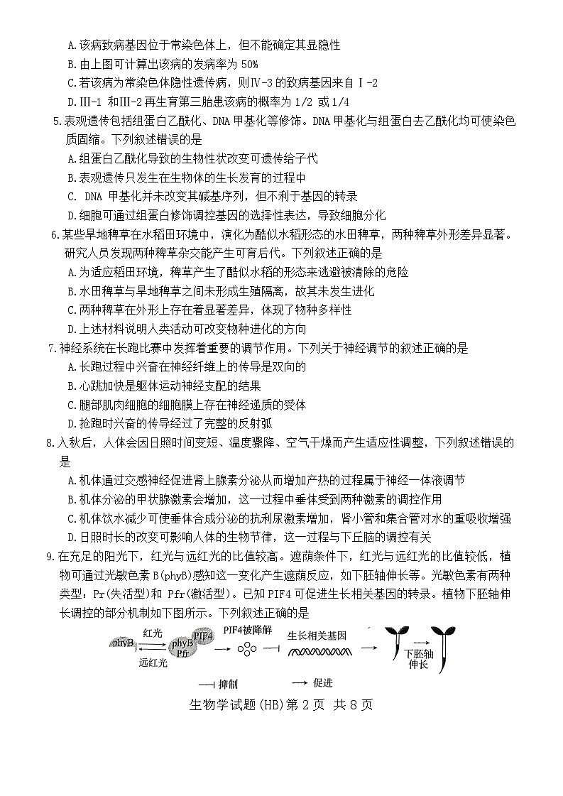 河北省八省联考(T8联盟)2025-2026学年高三上学期12月检测生物试题生物试卷第2页